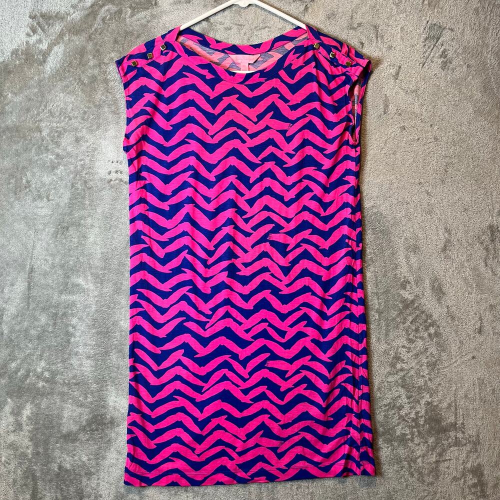 Lilly Pulitzer Robyn I Got Lucky Tunic Shift Dress Size XS Gold Accent Pink